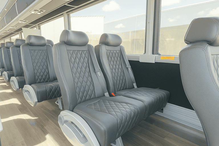 interior of New Britain Shuttle Bus Rentals charter bus